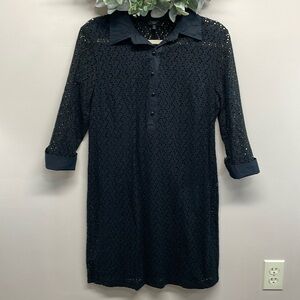 Talbots Petites Black Eyelet Lace Shirt Dress with Tank Shell Slip Dress 8P